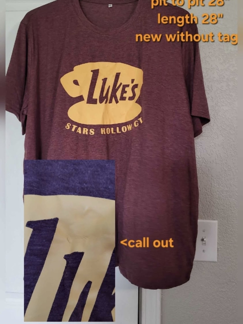 Luke's Stars Hollow Kids Graphic Tee - Maroon with Gold Logo